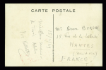 Madagascar n°306 + 309 OBL CAD Terre Adélie (15.2.49 et 20.1.50) sur carte postale Traineau à chiens avec cachets rouge "Batiment polaire Commandant Charcot" écrite par Yves Valette. RR et TB