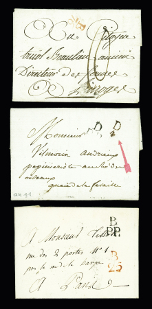 Trois lettres avec MP de la petite poste dont 1794