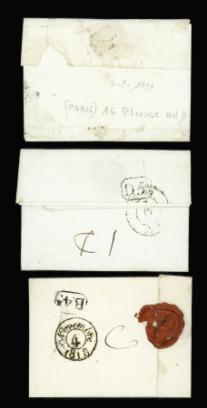 Trois lettres avec MP de la petite poste dont 1794