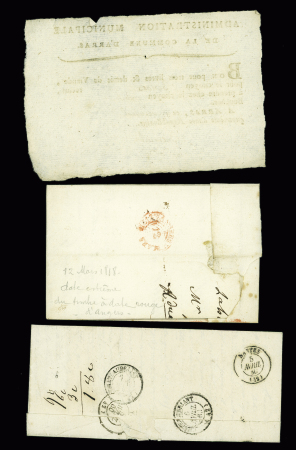10 lettres 1796-1861 dont 1849 20c noir (x2) de Heiltz