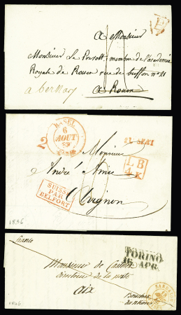 10 lettres 1796-1861 dont 1849 20c noir (x2) de Heiltz