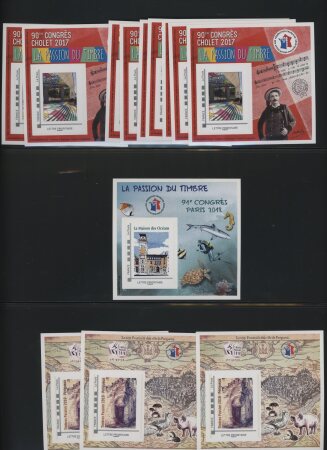 1980 et 2019 Petit stock blocs CNEP (max par 9), et petit stock blocs FFAP 2009-2019, **, TB, Yv. 5200€