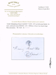 LST avec CAD télégraphique bleu "Vagney" (8 fev 71) pour Epinal avec petit cachet provisoire noir "postes 1871 Epinal". Certificat RHP et taxe 2 au crayon rouge. Association rare. TB