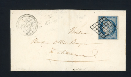 N°4 OBL grille + cursive "35 Clion" + dateur B (1851) sur lettre