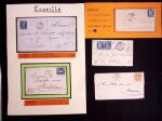 ECUEILLE : 26 plis variés dont 3 cursives et 1 lettre AFF 5c Sage n°75 + timbre fiscal de dimension 10c bleu (non taxée). Bon ensemble