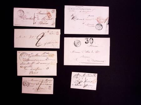 Bel album Leuchtturm en simili-cuir avec boitier contenant 71 lettres d'Issoudun. Marques postales, boites rurales, n°3 OBL grille + T15, convoyeurs stations etc. TB