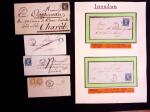 Bel album Leuchtturm en simili-cuir avec boitier contenant 71 lettres d'Issoudun. Marques postales, boites rurales, n°3 OBL grille + T15, convoyeurs stations etc. TB