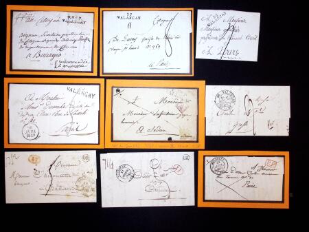 36 MP et lettres affranchies de Valençay dont 2 ports payés, boites rurales, taxes etc. TB lot