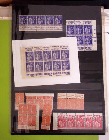1925-1955, Collection de 750 timbres avec publicités, surtout