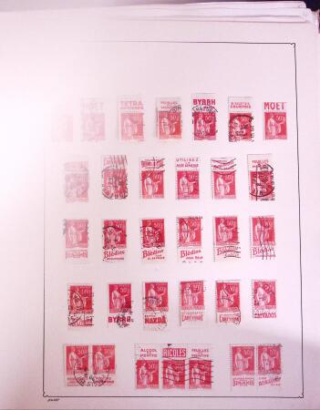 1925-1955, Collection de 750 timbres avec publicités, surtout
