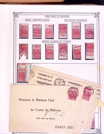 1925-1955, Collection de 750 timbres avec publicités, surtout