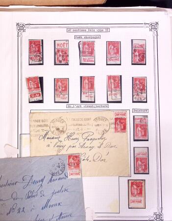 1925-1955, Collection de 750 timbres avec publicités, surtout