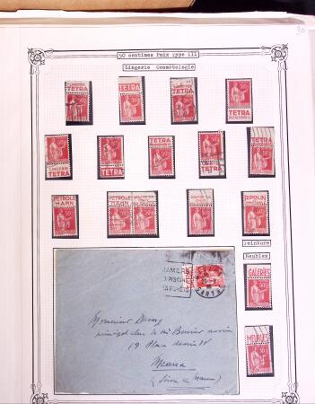 1925-1955, Collection de 750 timbres avec publicités, surtout