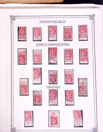 1925-1955, Collection de 750 timbres avec publicités, surtout