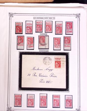 1925-1955, Collection de 750 timbres avec publicités, surtout