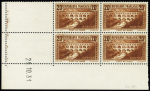 1930 N°262 20f Pont du Gard, lot de 46 timbres neufs ** dont 10 coins datés (à noter erreurs de date 26.11.1931 et 16.09.1937, et n°262b), TB