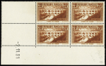 1930 N°262 20f Pont du Gard, lot de 46 timbres neufs ** dont 10 coins datés (à noter erreurs de date 26.11.1931 et 16.09.1937, et n°262b), TB