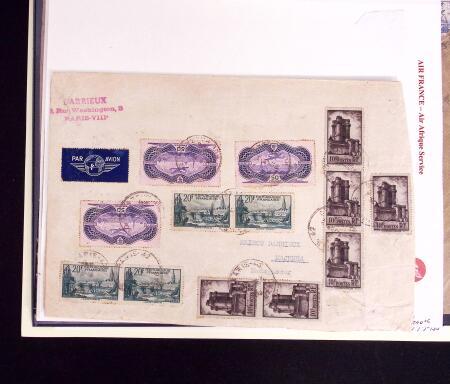 1936 50f Burelé PA n°15 sur 8 lettres dont enveloppe par Zeppelin de Paris 1930 pour New-York, B/TB