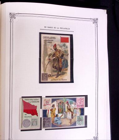 1928-1955, Belle collection de Poste aérienne du Maroc en gros album Yvert vert, nombreuses variétés y compris ND (dont n°4a, série n°12-21, n°40), nuances, piquage à cheval, surcharge renversée ou décalée, qq