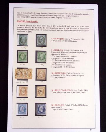 1849-1898, ensemble de Cérès et Empire sur grandes pages (dont n°18), 1 page d'obl. de GC, 1 page PC des GC, 2 de nuances du n°14, 1 d'obl. losange PC sur n°14 et 1 d'obl. jour de l'an sur n°75, TB