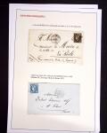 1849-1898, ensemble de Cérès et Empire sur grandes pages (dont n°18), 1 page d'obl. de GC, 1 page PC des GC, 2 de nuances du n°14, 1 d'obl. losange PC sur n°14 et 1 d'obl. jour de l'an sur n°75, TB