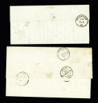 Deux lettres pour la France dont 20c Médaillon bdf d'Erquelinnes 25.04.1863 avec boite rurale P de Cousolre, bureau ouvert le 01.04.1863, TB, et paire de 20c Médaillon (touché) d'Iseghem 18.08.1853, B/TB