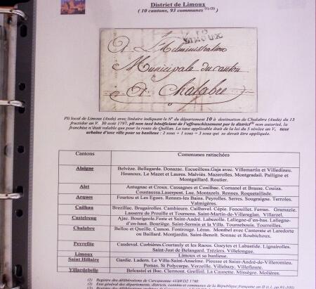 1746-1900, Collection d'exposition LA POSTE DANS L'AUDE en 80 pages avec une belle panoplie de PP à numéro, cursives rouges, T22, doubles cursives, PC du GC de Ginestas