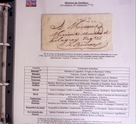 1746-1900, Collection d'exposition LA POSTE DANS L'AUDE en 80 pages avec une belle panoplie de PP à numéro, cursives rouges, T22, doubles cursives, PC du GC de Ginestas