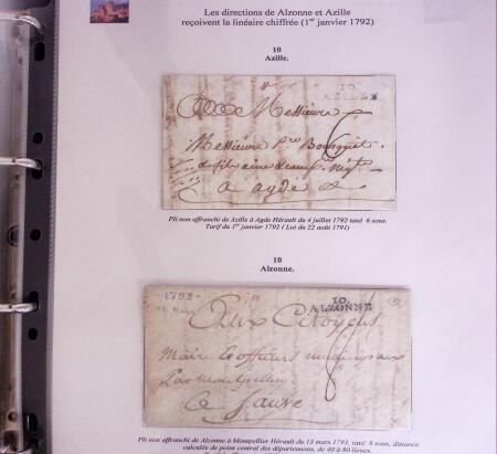 1746-1900, Collection d'exposition LA POSTE DANS L'AUDE en 80 pages avec une belle panoplie de PP à numéro, cursives rouges, T22, doubles cursives, PC du GC de Ginestas