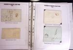 1800-1830, Collection de 70 lettres avec marques d'arrivée sur pages d'albums, dont Aix en Provence, Angers, Bastia, Lyon, Marseille avec déboursé, Macon, Nantes, Narbonne, Limoux, Nimes dont déboursé manuscrit, Per