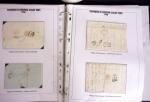 1800-1830, Collection de 70 lettres avec marques d'arrivée sur pages d'albums, dont Aix en Provence, Angers, Bastia, Lyon, Marseille avec déboursé, Macon, Nantes, Narbonne, Limoux, Nimes dont déboursé manuscrit, Per