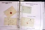 1800-1830, Collection de 70 lettres avec marques d'arrivée sur pages d'albums, dont Aix en Provence, Angers, Bastia, Lyon, Marseille avec déboursé, Macon, Nantes, Narbonne, Limoux, Nimes dont déboursé manuscrit, Per