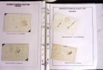 1800-1830, Collection de 70 lettres avec marques d'arrivée sur pages d'albums, dont Aix en Provence, Angers, Bastia, Lyon, Marseille avec déboursé, Macon, Nantes, Narbonne, Limoux, Nimes dont déboursé manuscrit, Per