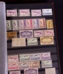 1927-2016, 2 Albums de poste aérienne, avec de bonnes valeurs en quantités multiples, obl. et neuf , n°1/2, 6c, 14, 15, PA militaire, dont lettres, partie moderne en bloc + 1 album du monde avec Colonie Françaises,
