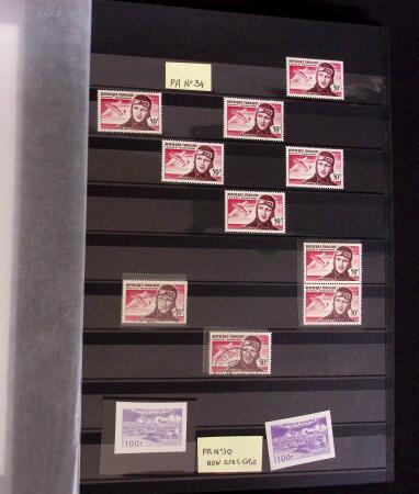 1927-2016, 2 Albums de poste aérienne, avec de bonnes valeurs en quantités multiples, obl. et neuf , n°1/2, 6c, 14, 15, PA militaire, dont lettres, partie moderne en bloc + 1 album du monde avec Colonie Françaises,