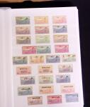 1927-2016, 2 Albums de poste aérienne, avec de bonnes valeurs en quantités multiples, obl. et neuf , n°1/2, 6c, 14, 15, PA militaire, dont lettres, partie moderne en bloc + 1 album du monde avec Colonie Françaises,