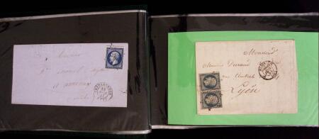 1849-1900, Lot de 75 lettres et cartes dont 15c vert