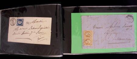 1849-1900, Lot de 75 lettres et cartes dont 15c vert