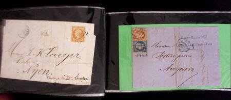 1849-1900, Lot de 75 lettres et cartes dont 15c vert