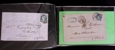 1849-1900, Lot de 75 lettres et cartes dont 15c vert