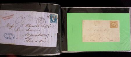1849-1900, Lot de 75 lettres et cartes dont 15c vert