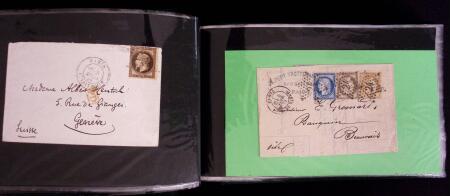 1849-1900, Lot de 75 lettres et cartes dont 15c vert