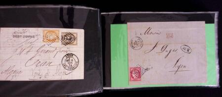 1849-1900, Lot de 75 lettres et cartes dont 15c vert