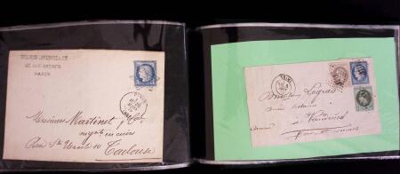 1849-1900, Lot de 75 lettres et cartes dont 15c vert