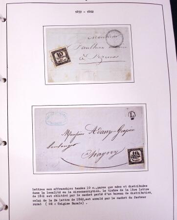 1849-1952, Étude sur les envois taxées comprenant