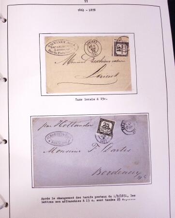 1849-1952, Étude sur les envois taxées comprenant