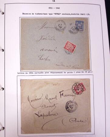 1849-1952, Étude sur les envois taxées comprenant