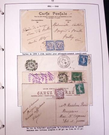 1849-1952, Étude sur les envois taxées comprenant