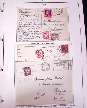 1849-1952, Étude sur les envois taxées comprenant
