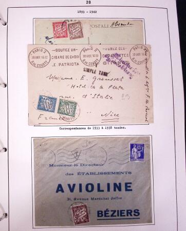 1849-1952, Étude sur les envois taxées comprenant
